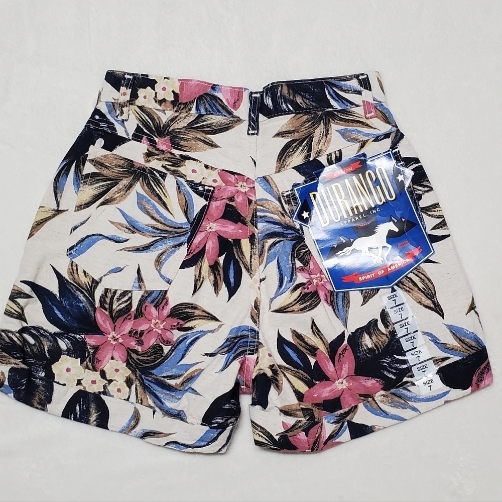 Deadstock Vintage 90s Durango Floral High Rise Cuffed Knit Denim Shorts NWT - Picture 11 of 16
